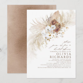 Aardse en witte bloemen Boho Bruiloft Feest Kaart