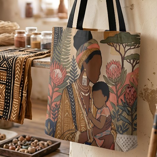 Aardse Erfenis | Protea & Mudcloth Tote Bag