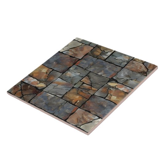 Aardse gegroefde Flagstone Tegel texturen Tegeltje (Zijkant)