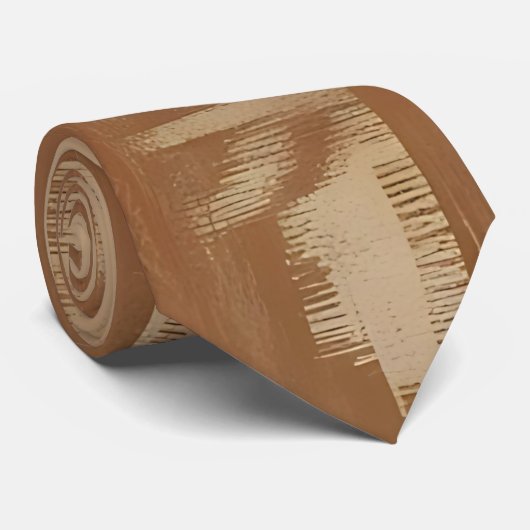 Aardse geometrisch geweven stropdas (Opgerold)