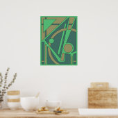 Aardse geometrische Abstract in groen en olijf Poster (Keuken)