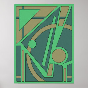 Aardse geometrische Abstract in groen en olijf Poster