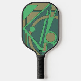 Aardse geometrische abstract in groen en olijfgroe pickleball paddle