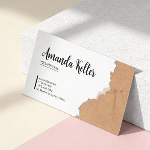 Aardse Gescheurde Papier Zakelijke Kaart Visitekaartje