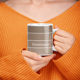 Aardse gewaagde strepen Mok met witte rand