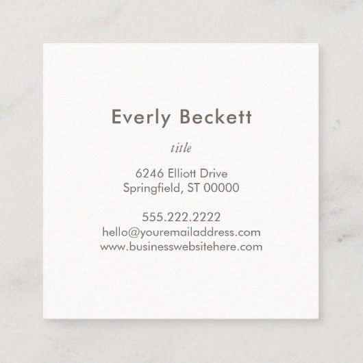 Aardse geweven Abstract modern Taupe Vierkante Visitekaartje (Achterkant)