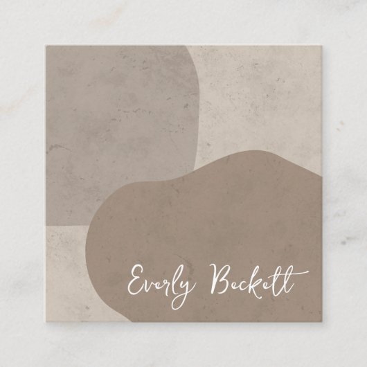 Aardse geweven Abstract modern Taupe Vierkante Visitekaartje (Voorkant)