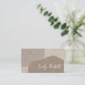Aardse geweven Abstract modern Taupe Visitekaartje (Staand voorkant)