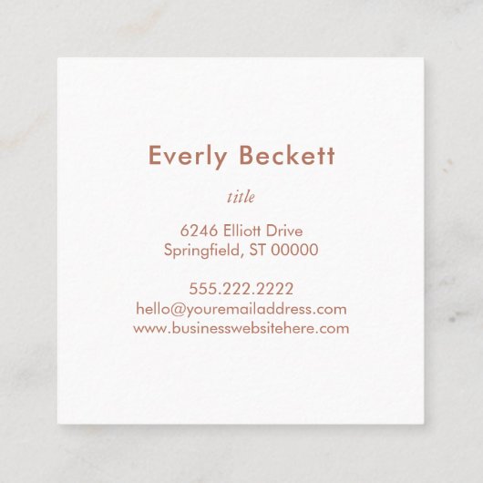 Aardse geweven Abstracte moderne terracotta Vierkante Visitekaartje (Achterkant)