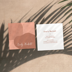 Aardse geweven Abstracte moderne terracotta Vierkante Visitekaartje
