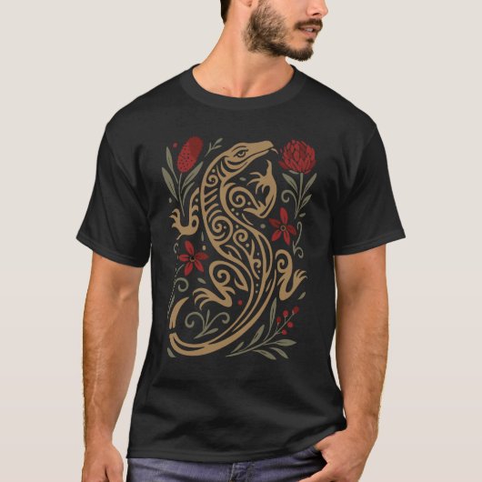Aardse Goanna Wildlife Design T-shirt (Voorkant)