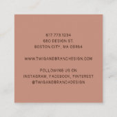 Aardse grillige wilde bloemen vierkante visitekaartje (Achterkant)