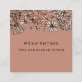 Aardse grillige wilde bloemen vierkante visitekaartje (Voorkant)