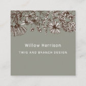 Aardse grillige wilde bloemen vierkante visitekaartje (Voorkant)