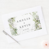 Aardse groen Waterverf gepersonaliseerde bruiloft Rechthoekige Sticker (Envelop)
