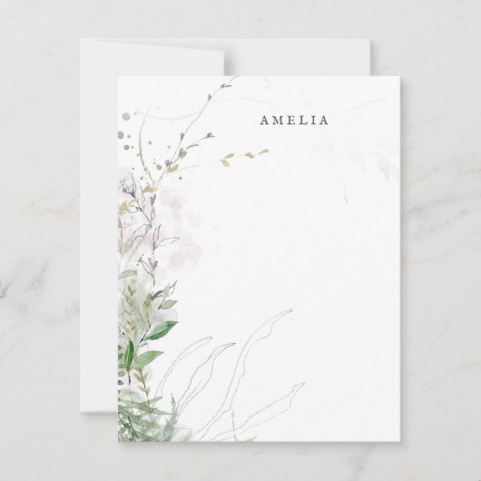 Aardse groen Waterverf gepersonaliseerde naam Notitiekaartje (Voorkant)
