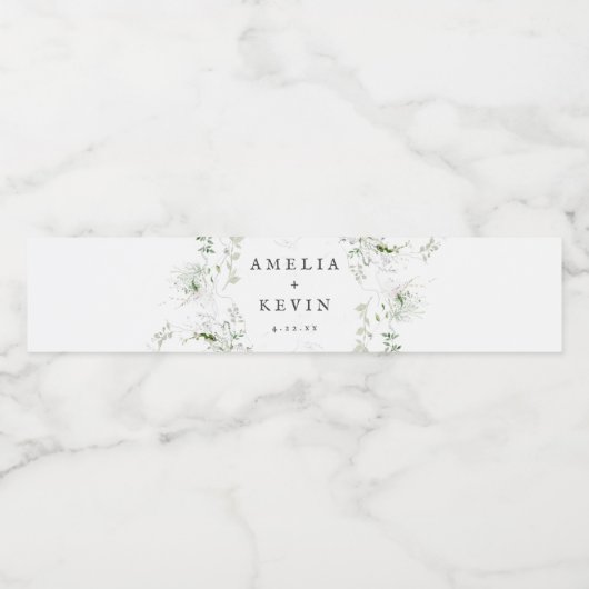 Aardse groen Waterverf gepersonaliseerde namen Waterfles Etiket (Enkel label)