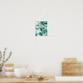 Aardse Groene Abstracte Draaikolk Poster (Keuken)