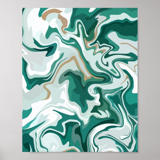 Aardse Groene Abstracte Draaikolk Poster (Voorkant)