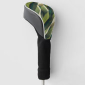 Aardse groene Art Deco ventilatorpatroon (2) Golfheadcover (Schuin)