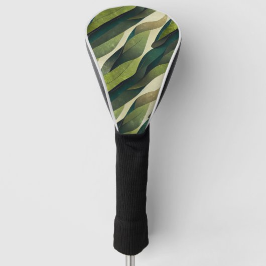 Aardse groene Art Deco ventilatorpatroon (2) Golfheadcover (Voorkant)