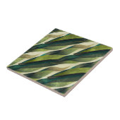 Aardse groene Art Deco ventilatorpatroon (2) Tegeltje (Zijkant)