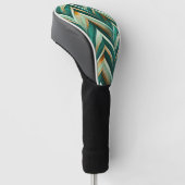 Aardse groene Art Deco ventilatorpatroon (4) Golfheadcover (Schuin)