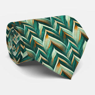 Aardse groene Art Deco ventilatorpatroon (4) Stropdas