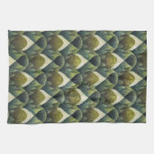 Aardse groene Art Deco ventilatorpatroon (5) Theedoek (Horizontaal)