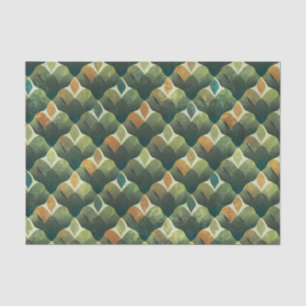 Aardse groene Art Deco waaierpatroon Tissuepapier