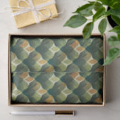 Aardse groene Art Deco waaierpatroon Tissuepapier (Geschenk)