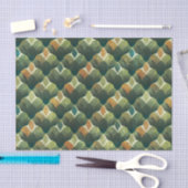 Aardse groene Art Deco waaierpatroon Tissuepapier (Craft)