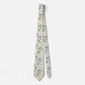 Aardse groene bladeren met roomkleurige herfst ach stropdas (Voorkant)