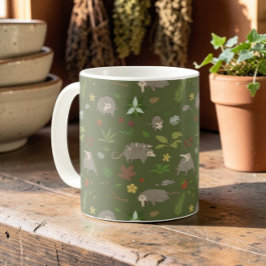 Aardse Groene Cottagecore Opossumliefhebber Koffiemok