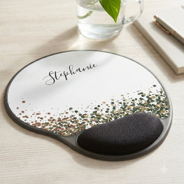Aardse groene en bruine waterverfconfetti stippen gel muismat