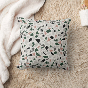Aardse groene en neutrale terrazzo gespikkelde ste kussen