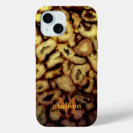 Aardse Groene Kwarts Agaat monogram iPhone 15 Case