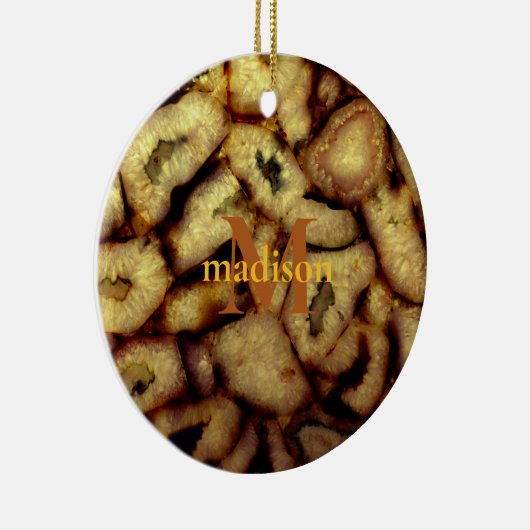 Aardse Groene Kwarts Agaat monogram Keramisch Ornament (Rechts)