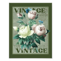 Aardse Groene Vintage Erfgoedrozen Fijne Kunstprin