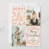 Aardse Hand Getrokken Boho Vrolijk Kerstmis 2 Foto Feestdagenkaart (Voorkant)