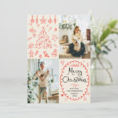 Aardse Hand Getrokken Boho Vrolijk Kerstmis 2 Foto Feestdagenkaart (Staand voorkant)