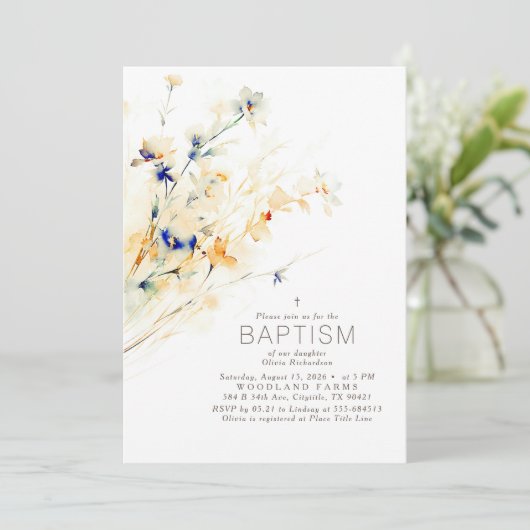 Aardse Herfst bloeit Elegant Doopsel Kaart (Staand voorkant)