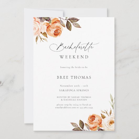 Aardse Herfst Bloemige Bachelorette Weekend Kaart (Voorkant)