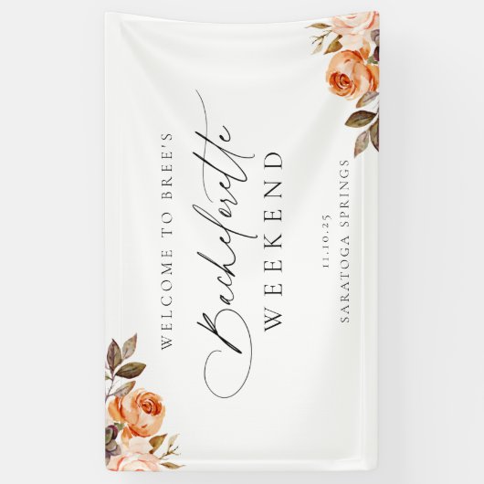 Aardse Herfst Bloemige Bachelorette Welkom Spandoek (Verticaal)