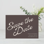 Aardse Herfst Bruine Moderne Retro Script Bruiloft Save The Date (Staand voorkant)