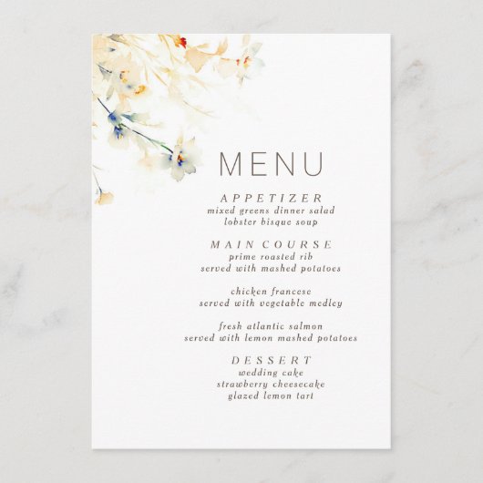 Aardse Herfst tinten Elegant bruiloft menu (Voorkant)