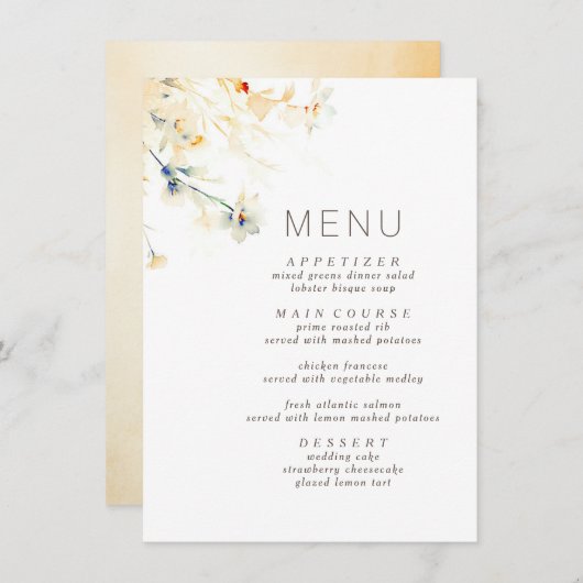 Aardse Herfst tinten Elegant bruiloft menu (Voorkant / Achterkant)