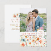 Aardse Herfst Wilde Bloem Save the Date Fotokaart (Voorkant / Achterkant)