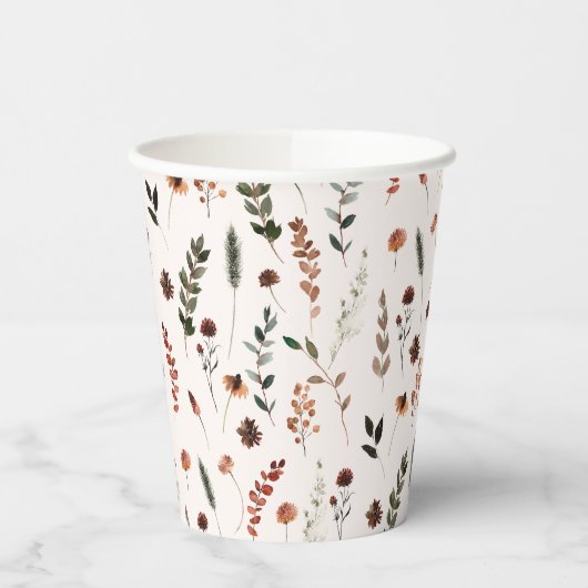 Aardse Herfst Wildflower Pattern Papieren Bekers (Links)
