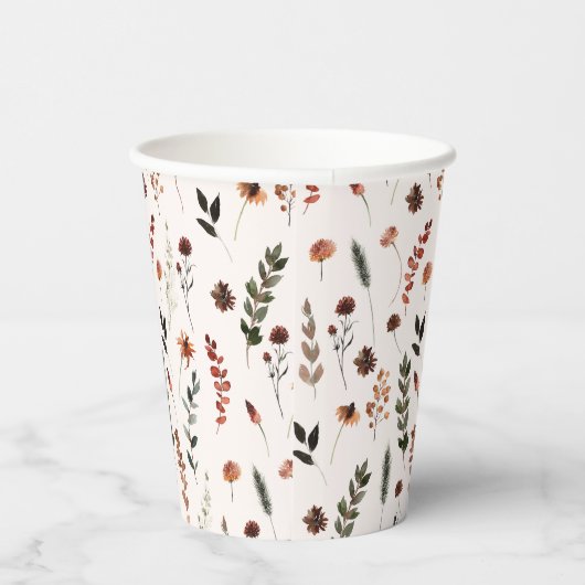 Aardse Herfst Wildflower Pattern Papieren Bekers (Rechts)